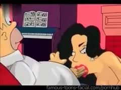 Hot naughty cartoon wife pleasuring her husband by licking his asshole 